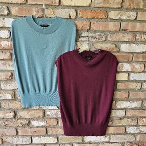 Ann Taylor Pair Of Two Sleeveless Mock Turtleneck Knit Blouses